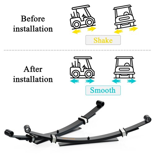 Golf Cart EZGO TXT 1995-2013 Rear Heavy Duty 4-Leaf Springs Kit with Bushings & Sleeves, Replacement Suspension Leaf Springs, OEM 1012303/74207-G02 / 72618-G01