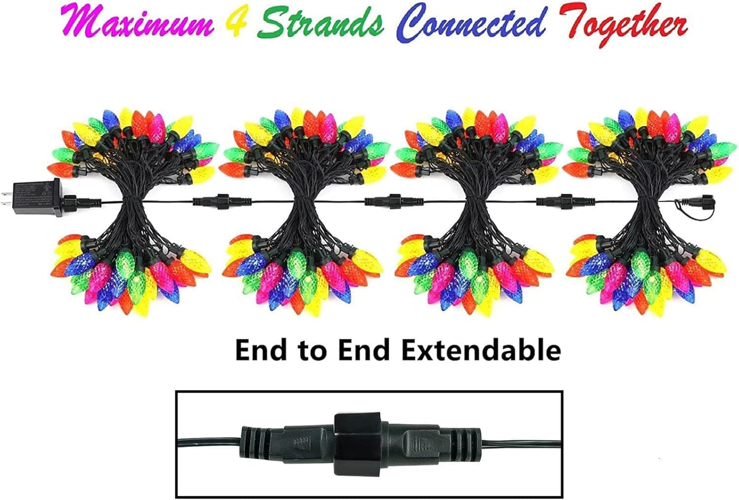 100 LED Orange & Purple C9 Halloween String Lights - Waterproof, 98FT, 13 Modes for Indoor/Outdoor Party Decor