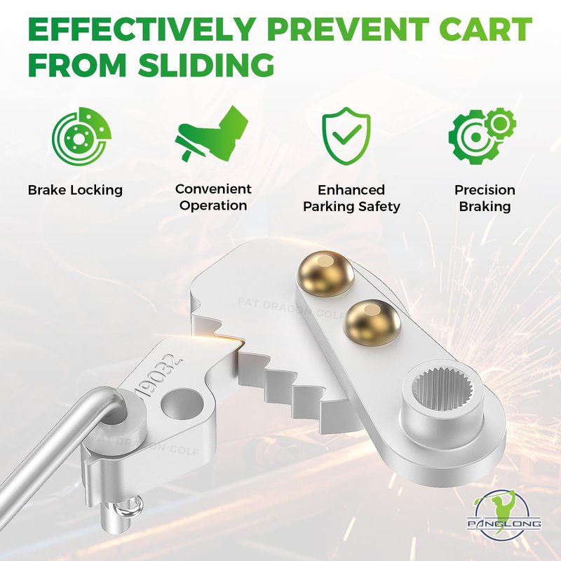 Panglong Golf Cart Park Brake Latch Kit-Aluminum, Ds Parking Break Rod with Pawl, Club Car Park Brake Latch Kit Fits 1995-UP Club Car DS and Carryall, OEM# 101187702, 1017322, 101985-01, 1011877-02