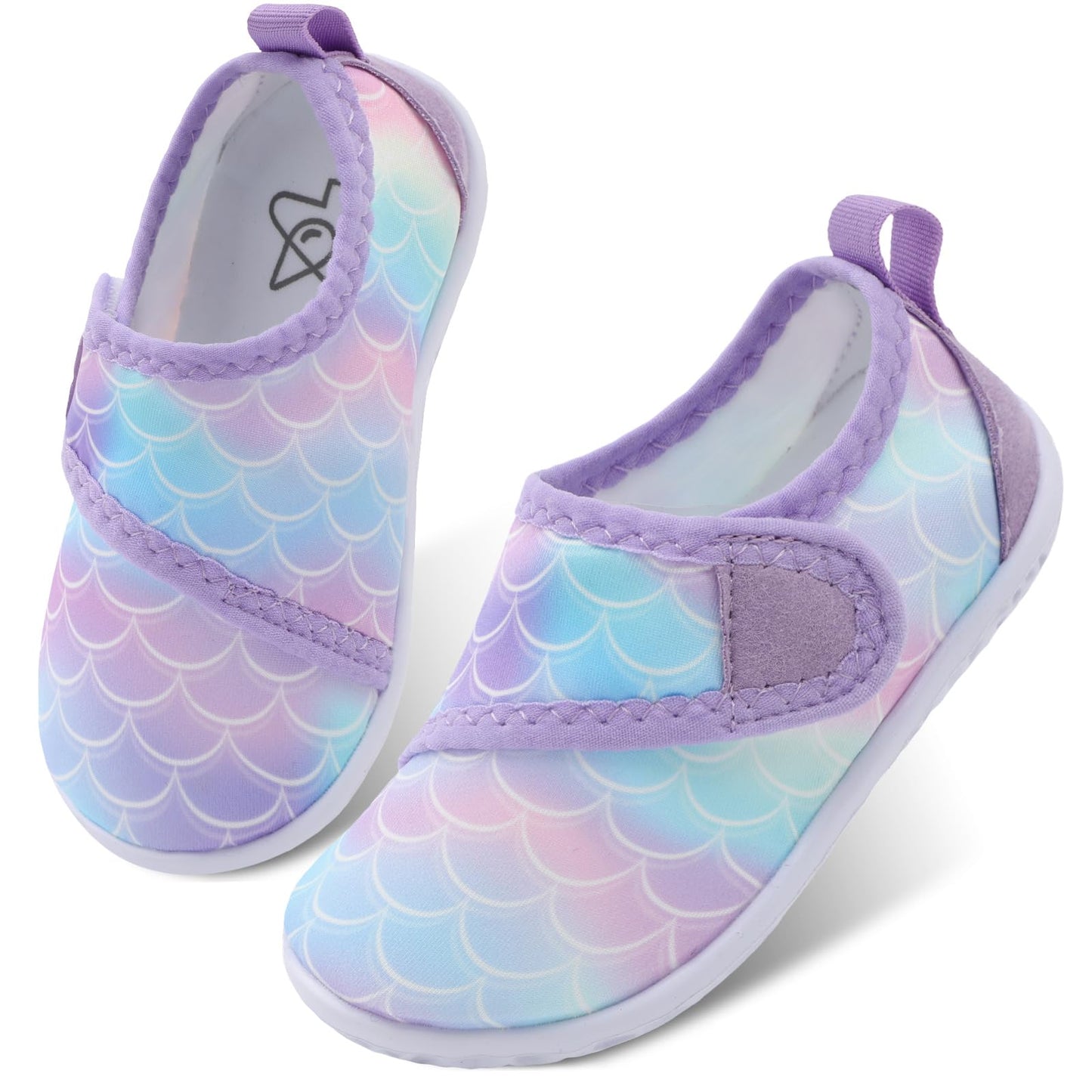 LeIsfIt Kids Water Shoes Toddler Girls Boys Swim Shoes Outdoor Quick-Dry Breathable Aqua Socks for Beach Pool Surf, Purple Scale, 12 Little Kid