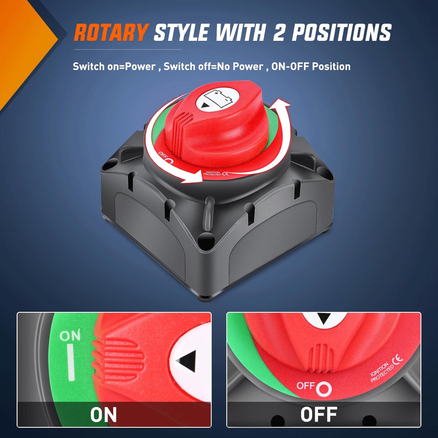 Nilight 600A Battery Switch - Heavy Duty 12V/24V/48V Power Cut Master Disconnect for Truck, RV, Marine, Yacht