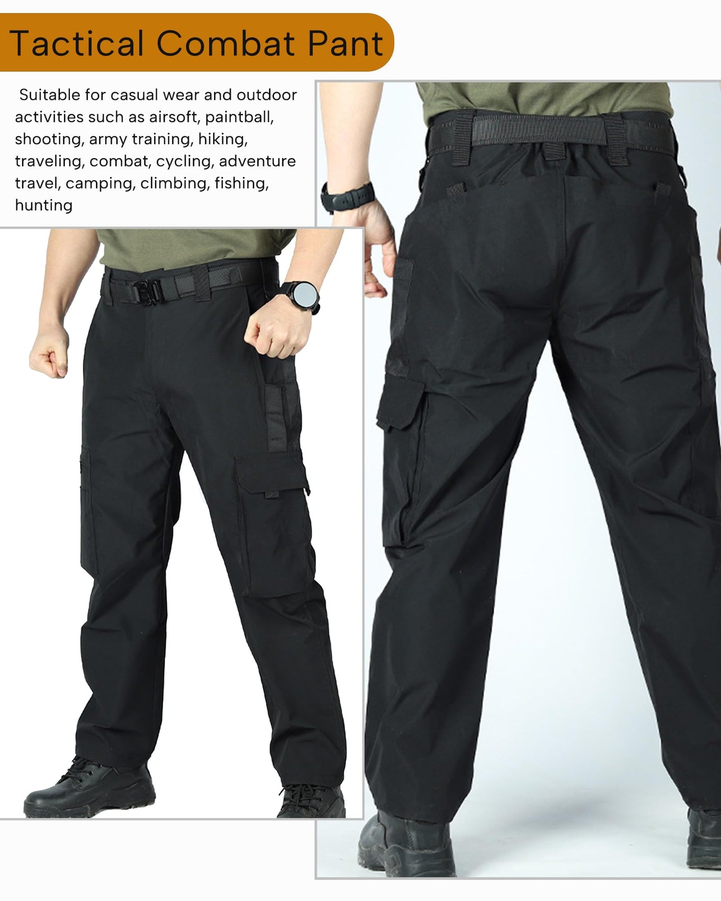 YKS JOOB Mens Tactical Uniform Suit Military Combat Shirt and Pants Set Durable Airsoft Gear for Paintball Hunting Black S