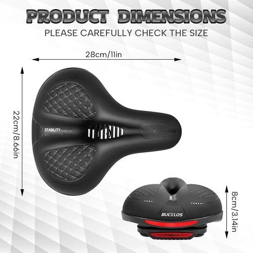 BUCKLOS Comfortable Bike Seat Cushion - Soft Memory Foam Padded Saddle for Peloton & Exercise Bikes