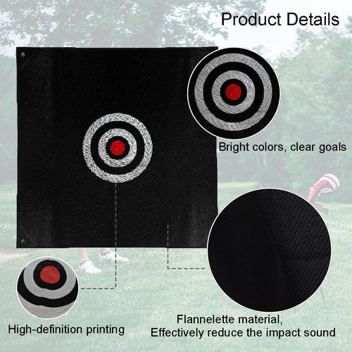 ASENVER 57" x 57" Silent Golf Practice Hitting Net - Mute Golf Target Cloth for Indoor/Outdoor Training (Black)