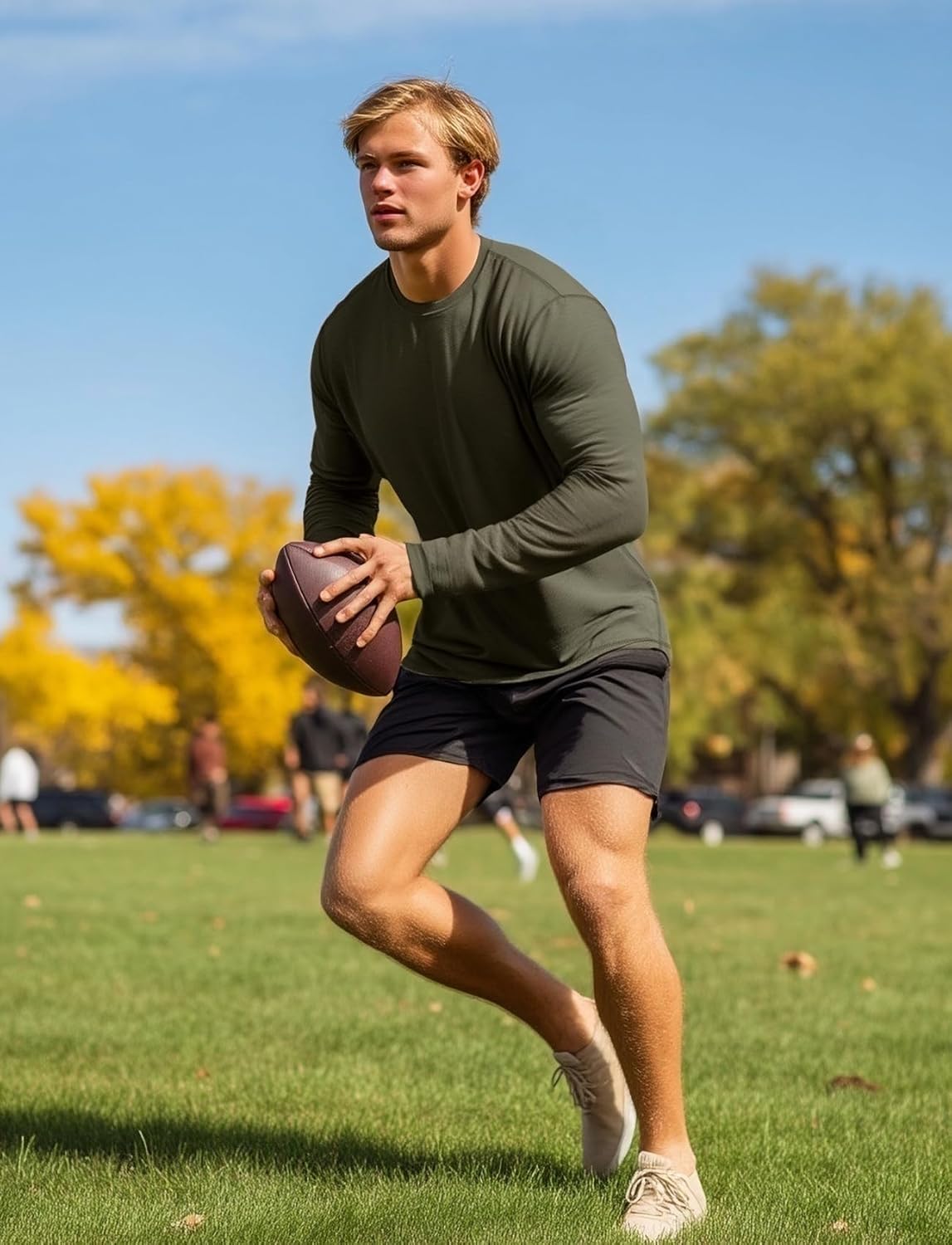 Zengjo Long Sleeve Athletic Shirt - Moisture Wicking Performance Tee for Men | UV Protection