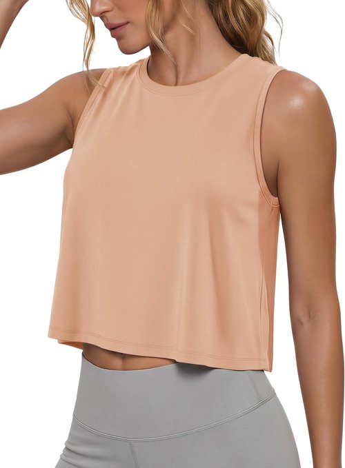 MAGCOMSEN Women's Cropped Workout Tank Top - Quick Dry Sleeveless Design for Yoga & Gym Activities