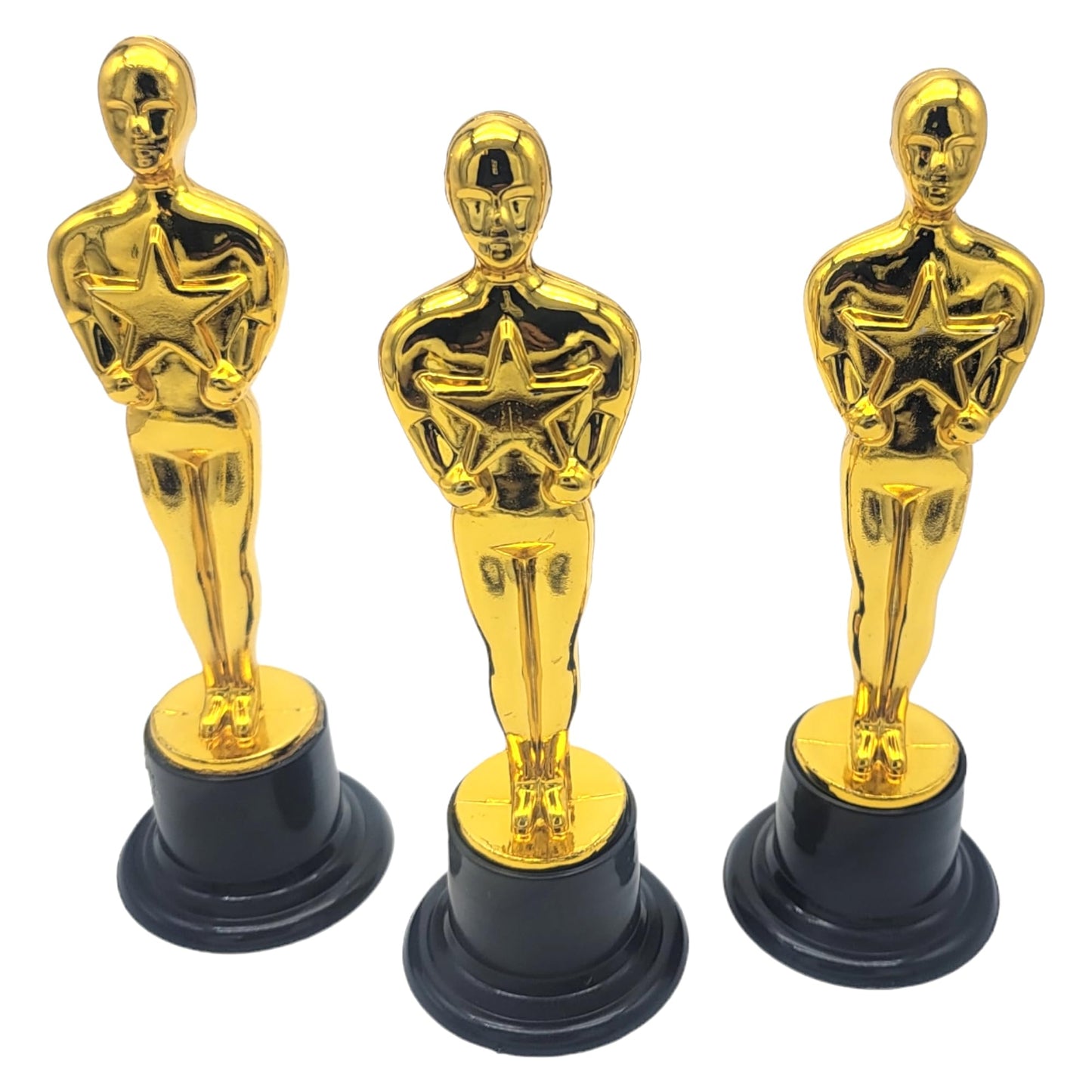 Zugar Land Gold Award Trophies (3 Pack) (6 Inches) Bulk Golden Plastic Statues. Standing Man Award Holding a Large Star Trophy for Movie Sport Ceremony Birthday Prize (Gold Award Trophy, 3 Pcs)