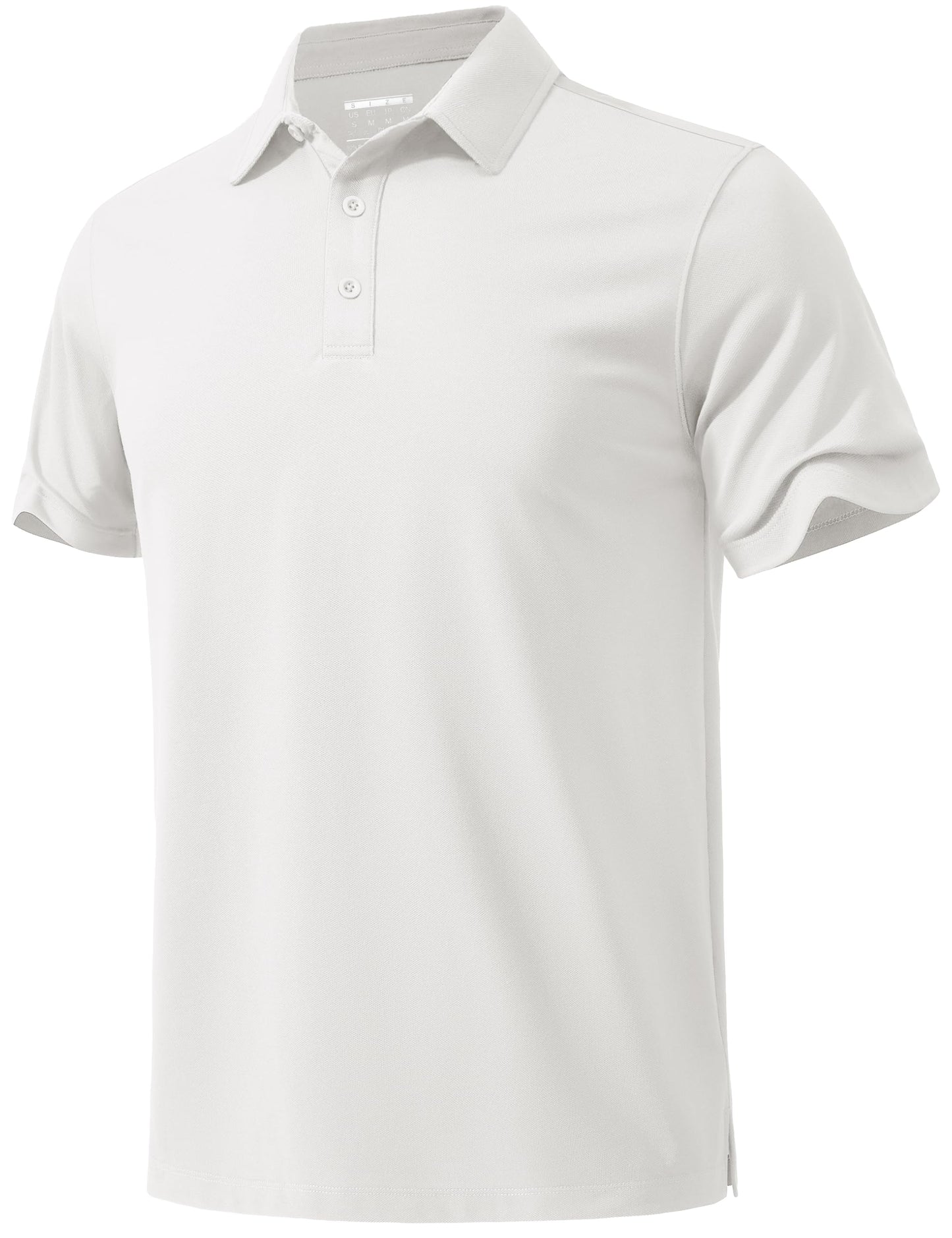 MAGNIVIT Polo Shirts for Men Short Sleeve Cotton Golf T-Shirt Fitted Pique Collared Shirt for Work Business Casual White L