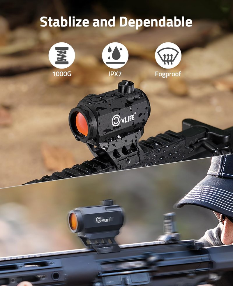 CVLIFE JackalHowl Red Dot Sight, 1x20mm 2 MOA Motion Awake Red Dot with 10 Brightness Settings, IPX7 Waterproof, Compact Optics with Absolute Co-Witness Mount