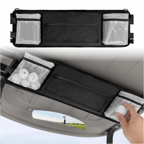 asdmm Golf Cart Ceiling Storage Bag - Overhead Mesh Organizer Compatible with Club Car Precedent, Tempo, Onward, Durable Golf Cart Storage Bag Supplies