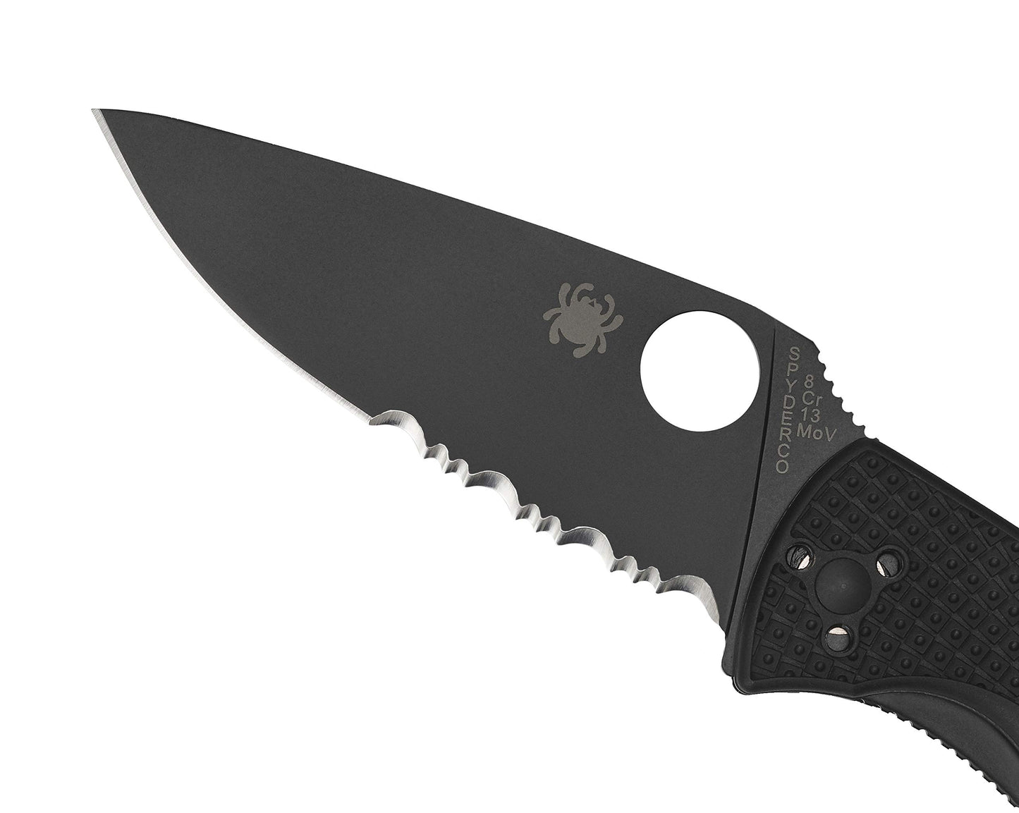 Spyderco Lightweight Tenacious Folding Knife 3.39" Black Oxide Combo Blade