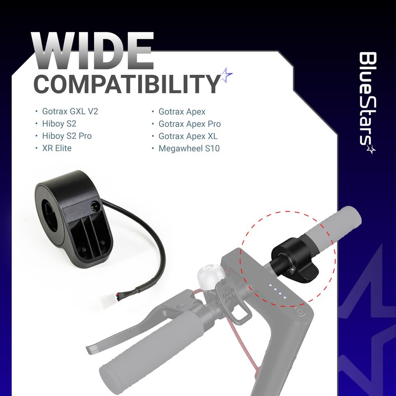 BlueStars Electric Scooter Thumb Throttle Compatible with Gotrax GXL V2/ Apex/Apex Pro/Apex XL/XR Elite - Electric Scooter Throttle Replacement (Female Plug)