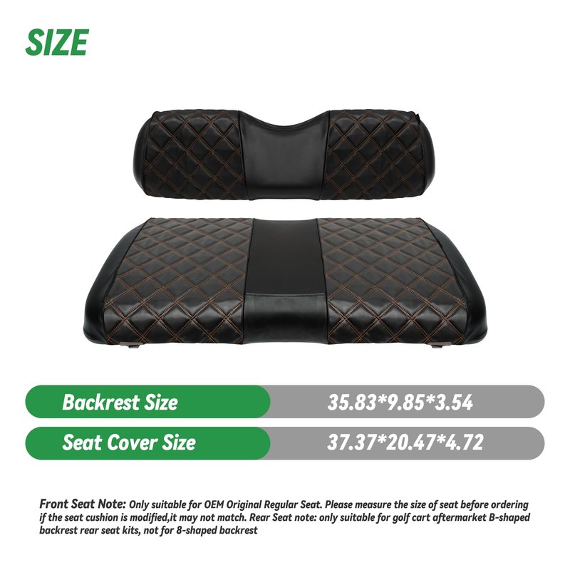 XUANYUDG0769 Golf Cart Seat Covers for EZGO TXT 1994-2013 OEM Ordinary Front Seat Cushion, No Stapler Thick Vinyl Leather Diamond EZGO TXT Seat Covers,Black
