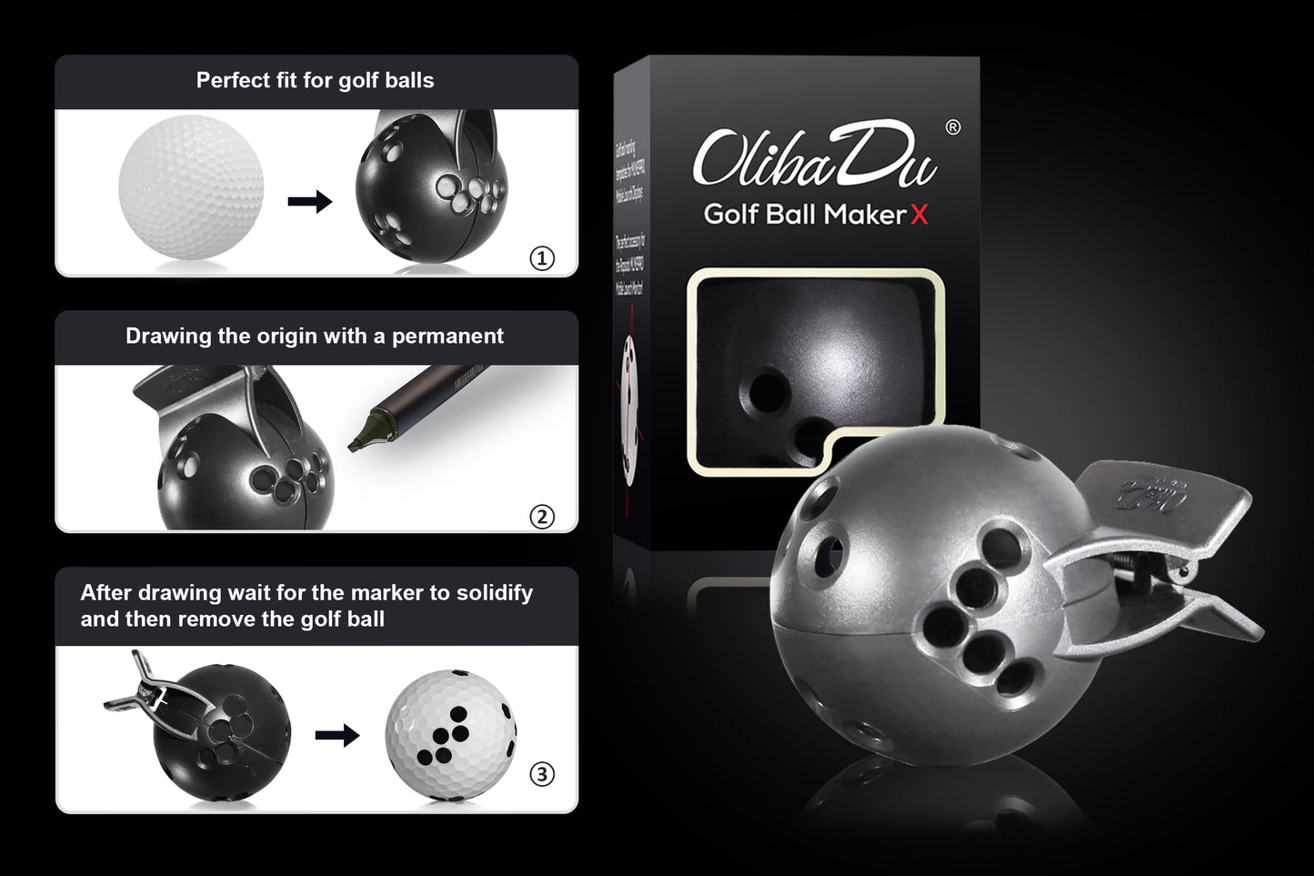 Golf Ball Marker for Rapsodo MLM2PRO Launch Monitors - Essential Golf Accessories（Black）