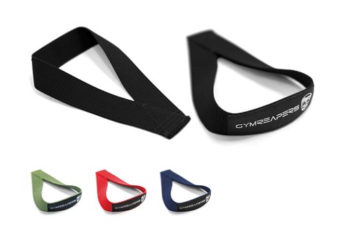 Gymreapers Olympic Lifting Straps for Weightlifting, Snatch, Clean, Powerlifting, Strongman, Deadlifts - Durable Cotton with Reinforced Stitching (Pair) (Black)