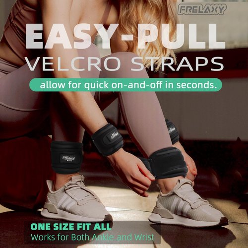 Frelaxy Ankle Weights Sets for Women Men Kids 1lb 2lb 3lb Pairs with Adjustable Straps, Strength weighted for Physical Therapy Running Walking Fitness Gym Workout (Black/White, 3 lbs x 2)