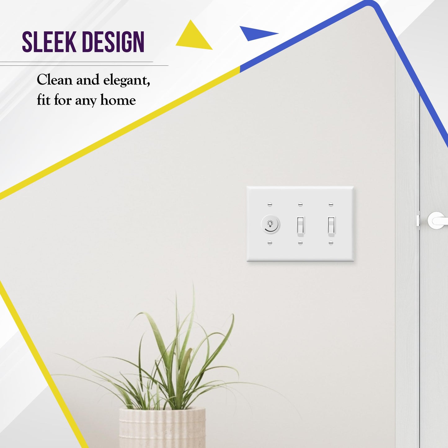 ENERLITES Triple Light Switch Wall Plate, Gloss Finish, Standard Size 3-Gang 4.50" x 6.38", Unbreakable Polycarbonate Thermoplastic, 8813-W-3PCS, White, 3 Pack