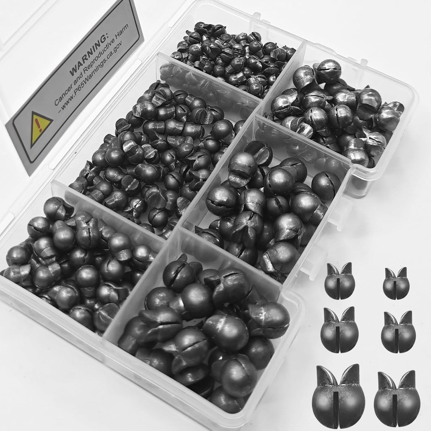 Premium Split Shot Fishing Weights by [Brand Name] - 100/150 Pcs Assorted Sizes (0.02oz–0.14oz) for Freshwater & Saltwater Fishing
