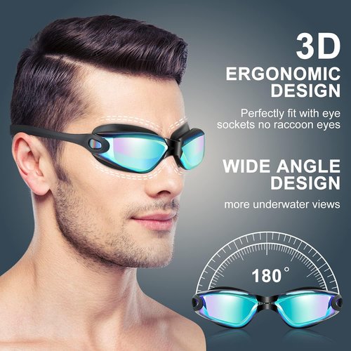 COOLOO Swim Goggles - Anti-Fog, UV Protection, No Leak Design | 2-Pack for Adults & Kids