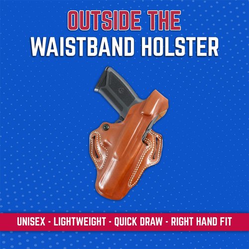 Desantis Thumb Break Mini Slide Holster, Outside The Waistband Gun Holster, Fits RUGER-57 with RED DOT Sight, RUGER-57 Without RED DOT Sight, Adjustable Tension Device, Right-Hand Draw, Tan