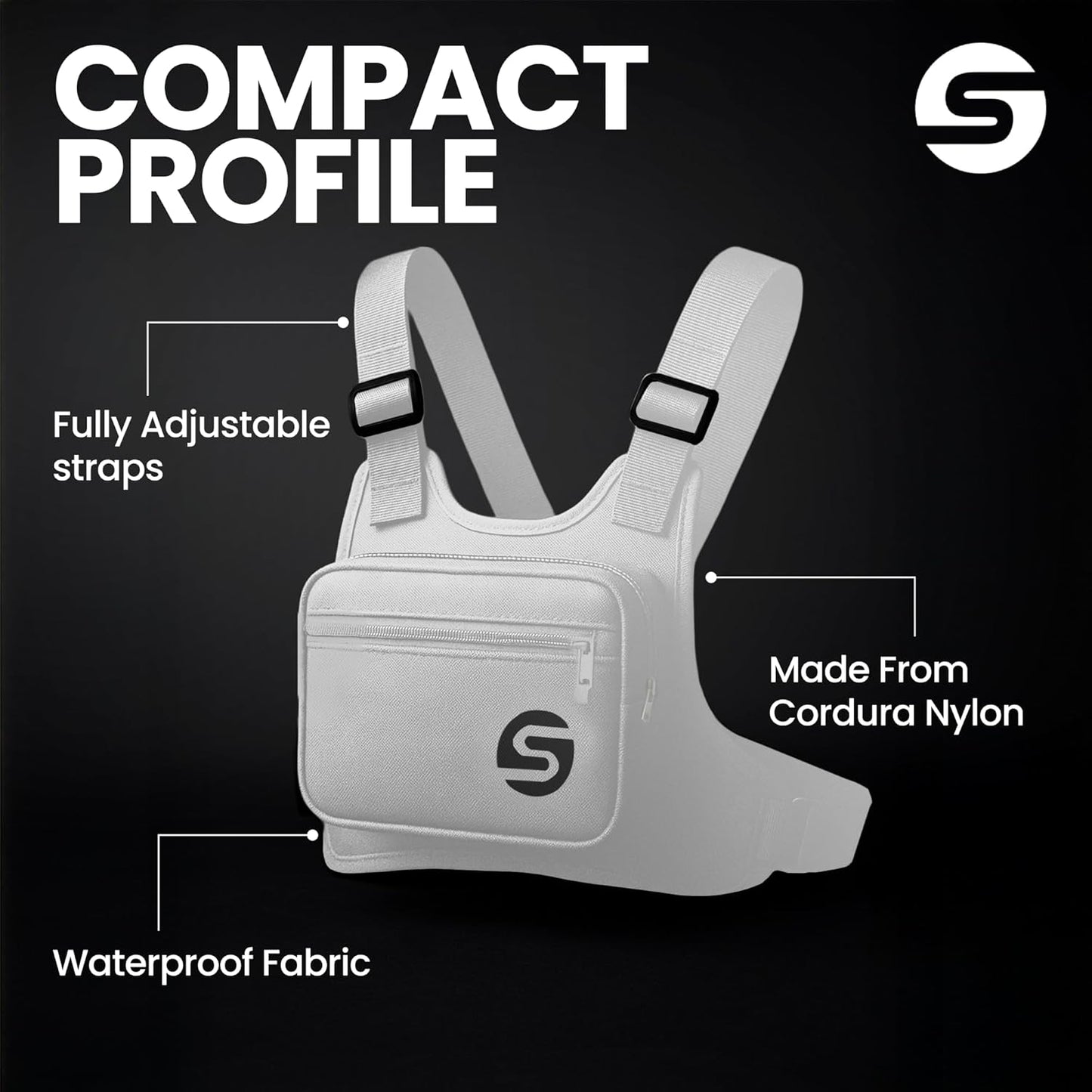 Skiennix Running Chest Pack - Water-Resistant & Adjustable with Collapsible Water Bottle | Reflective Design for Cycling & Hiking