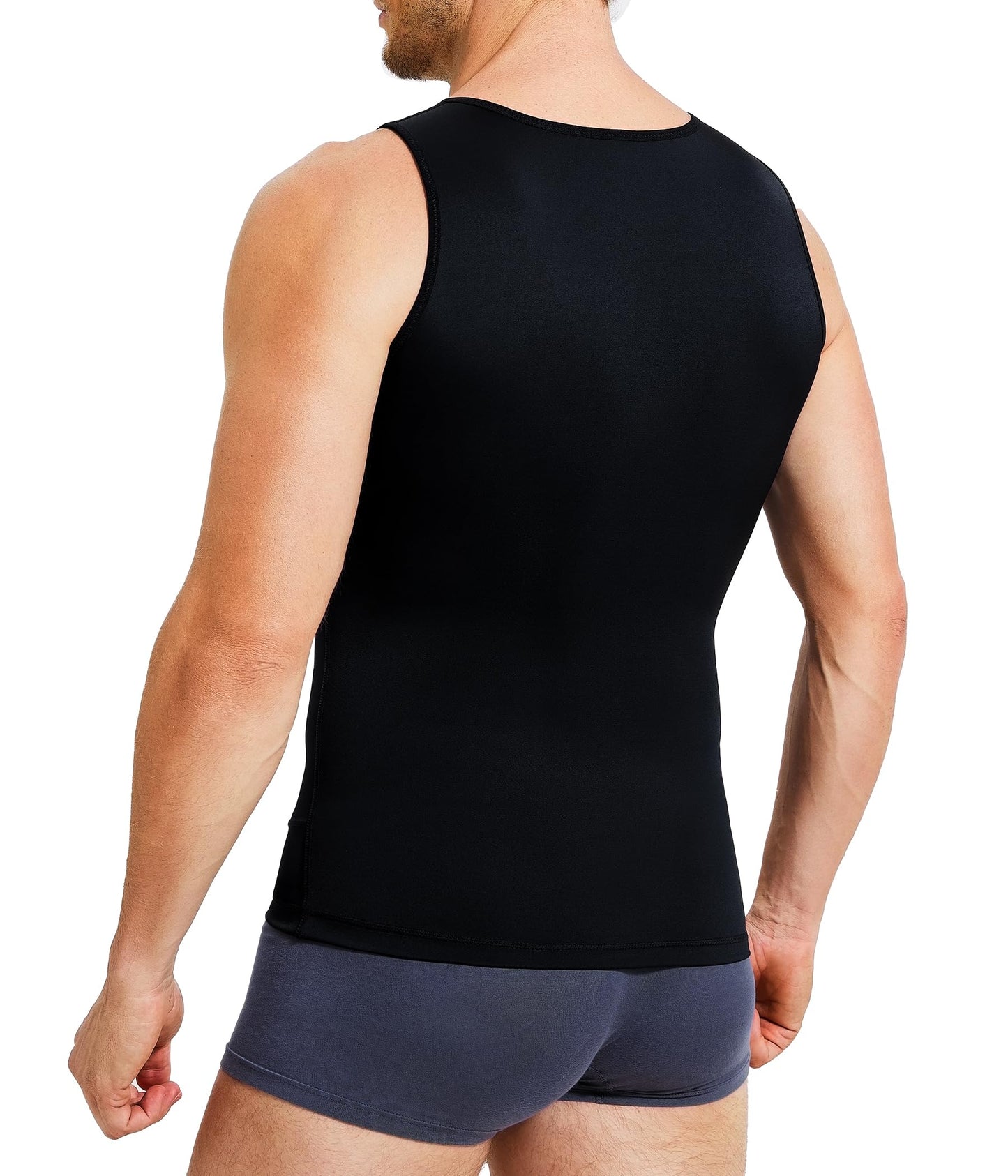 TAILONG Black Compression Shirt Men Shapewear Slimming Body Shaper Vest Sleeveless Tank Top Workout Undershirt