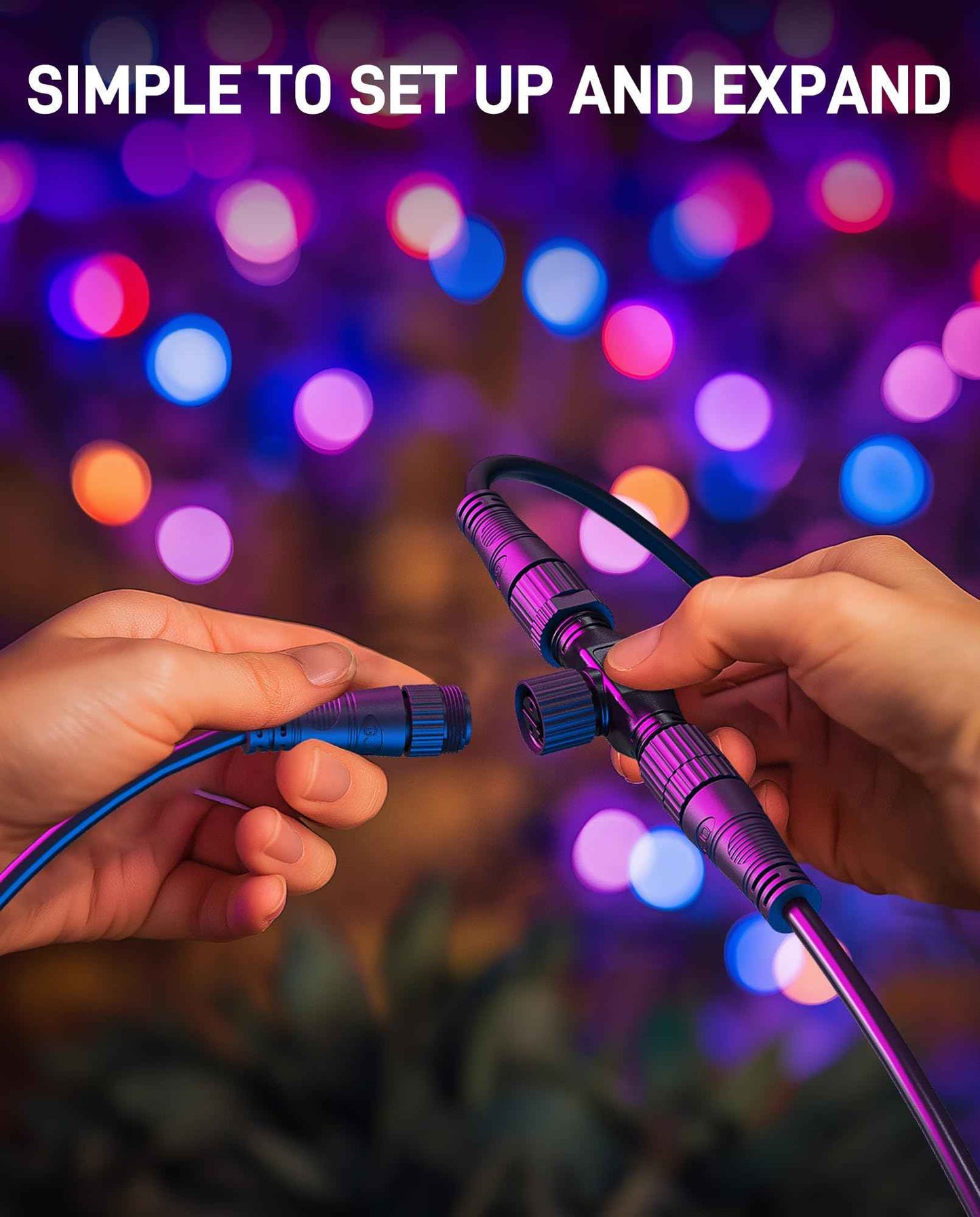 8FT+T Connector Waterproof Extension Cable for Philips Hue Outdoor 24V Lights – Compatible with Lily Spot, Calla Pathway, Impress Pedestal & Wall Light, Amarant – Male to Female Connector