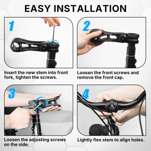 BUCKLOS Adjustable Bike Stem MTB 25.4mm 31.8mm 90/110/130/145mm 80 Degree Bike Stem Riser for Angle Adjustment, Bicycle Handlebar Extension for Commuter Bikes, E-Bike, Mountain, Road Bicycles