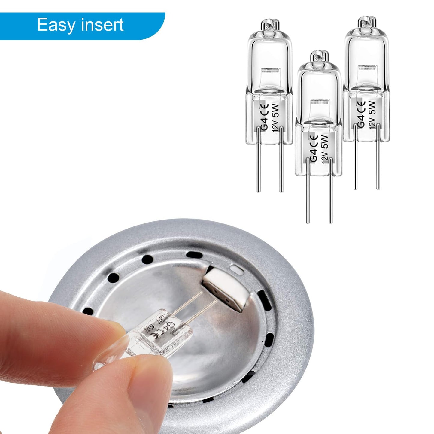 WeshLMPO G4 Bulb 5W Halogen Light Bulb 2 Pin 12V G4 Light Bulbs Replacement for Under Cabinet Puck Light, Chandeliers, Landscape Lighting Desk Lamp 2700K Warm White