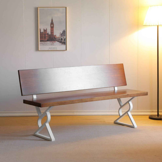 HEONITURE 16 Inch Metal Bench Legs,Backrest Bracket Set of 2,Ideal for DIY Projects with Butcher Block Countertops and Wood Slab Benches Indoor/Outdoor (White, 16" x 17.7")