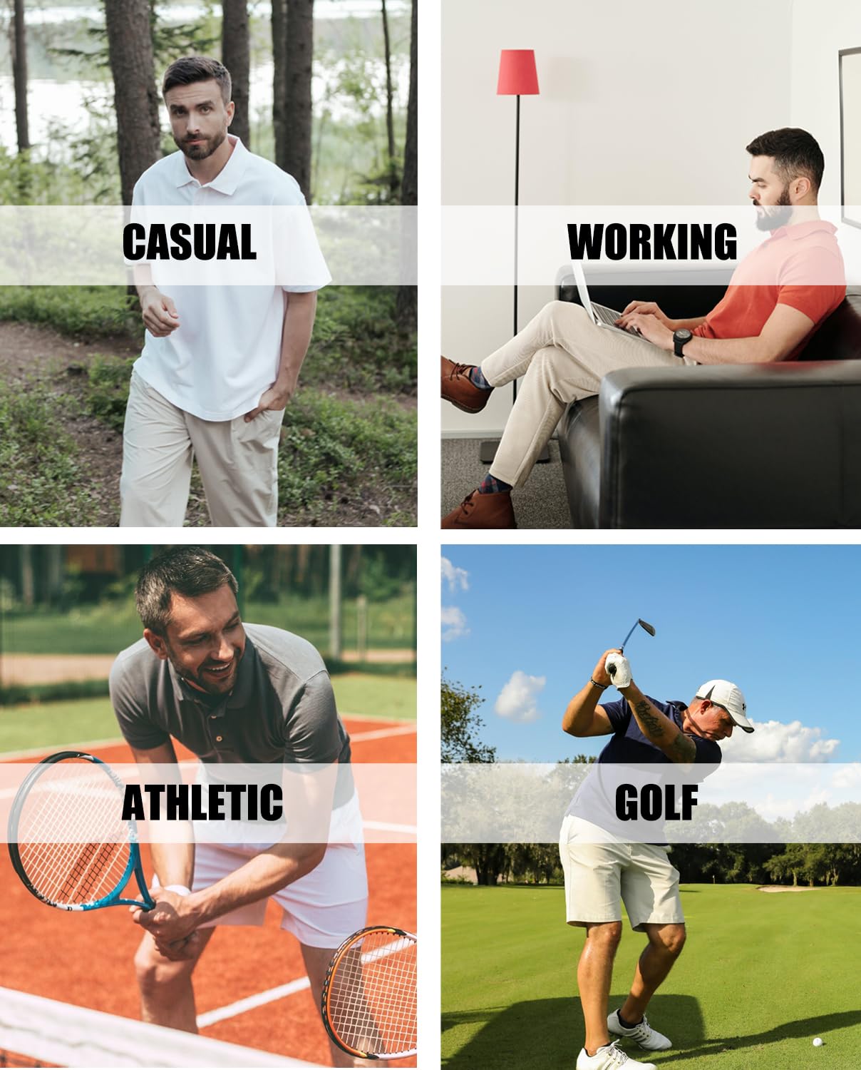MAGCOMSEN Polo Shirts for Men Short Sleeve Collared Golf Shirt with Pocket Moisture Wicking Quick Dry Performance Black Polos