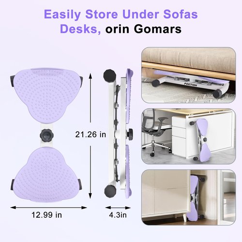 Waist Twister Ab Machine, 300 lbs Weight Capacity, Adjustable Ab Twister Board with Foot Massage for Belly Fat Loss, Noiseless Home Gym Equipment for Women/Men (Purple)