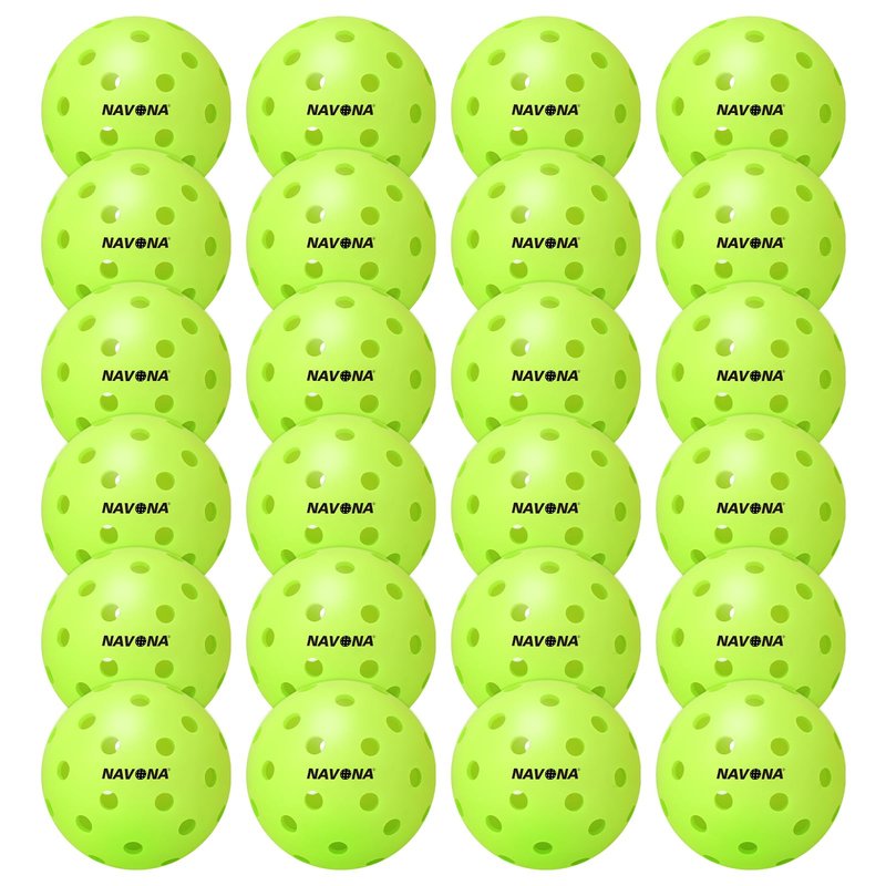 Navona 24 Pack Premium 40-Holes Outdoor Pickleball Balls, Seamless Roto-Molded Design & Durable, Meet USAPA Official Requirement, Durable Pickleballs, High Bounce True Flight, Pickleball Balls Outdoor