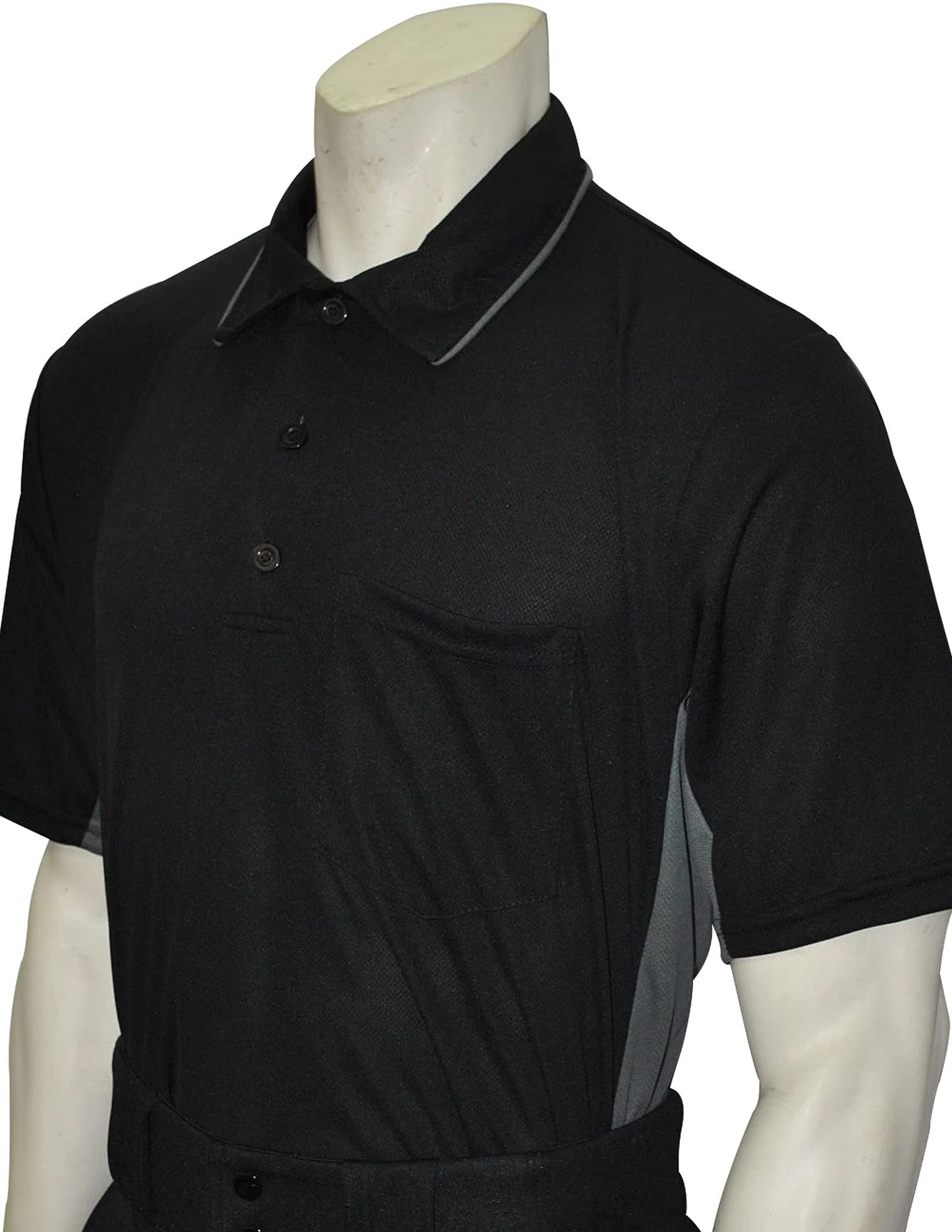 Smitty USA-312 Major League Style Short Sleeve Umpire Shirt with Side Panels (Black with Grey Side Panels, 3XL)