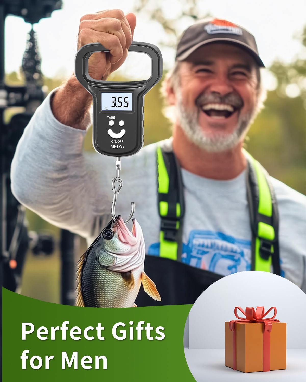 MEIYA Fishing Scale - Dual Power Rechargeable with Backlit LCD Display & Extra Wide Handle | Black