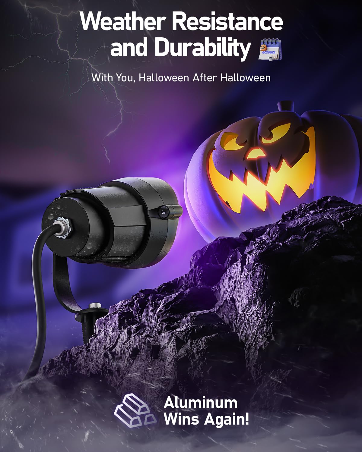 HIBOITEC Halloween Black Light Spotlight Outdoor 12W IP65 Waterproof LED Spot Lights Landscape Lighting with 4.9ft US Plug for Glow Party Body Paint Yard Garden Decorations 1Pack