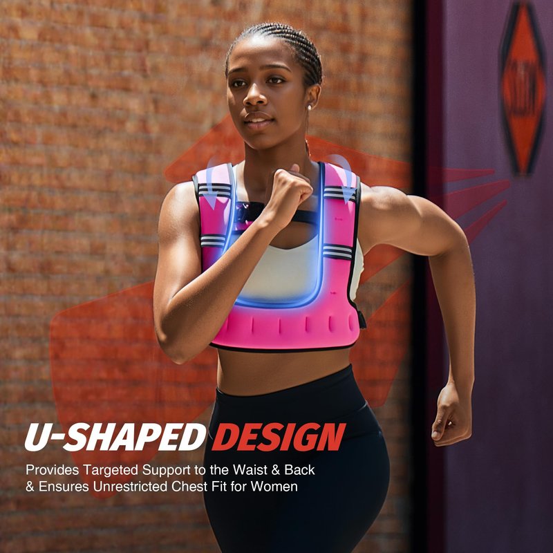 ZELUS Weighted Vest for Women Men, 6/8/12/16/20LB U-Shaped Ergonomic for Even Weight Distribution, Odorless Workout Vest with SGS Certification, Arm Pocket & Back Mesh Pouch for Training & Running