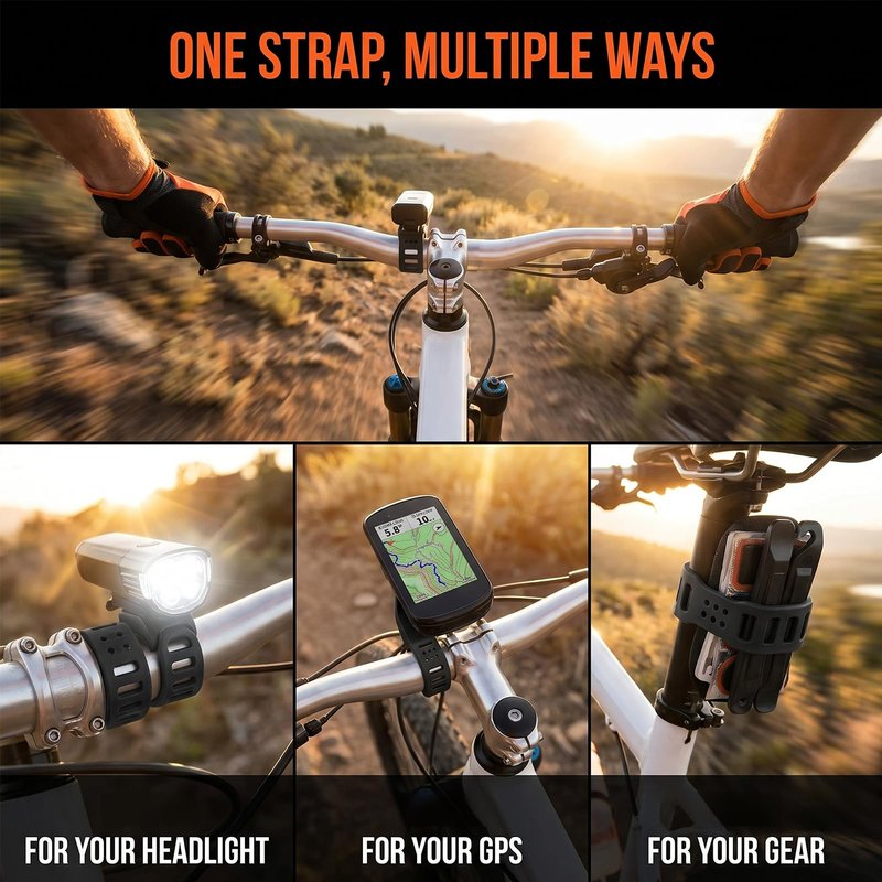 XMHBG 4 Pcs Bike Silicone Band, Cycling Bicycle Rubber Straps,Silicone Mount Band for Flashlights Cell Phones Speaker Lights Holder Bicycle Handlebar Bicycle Light Sets