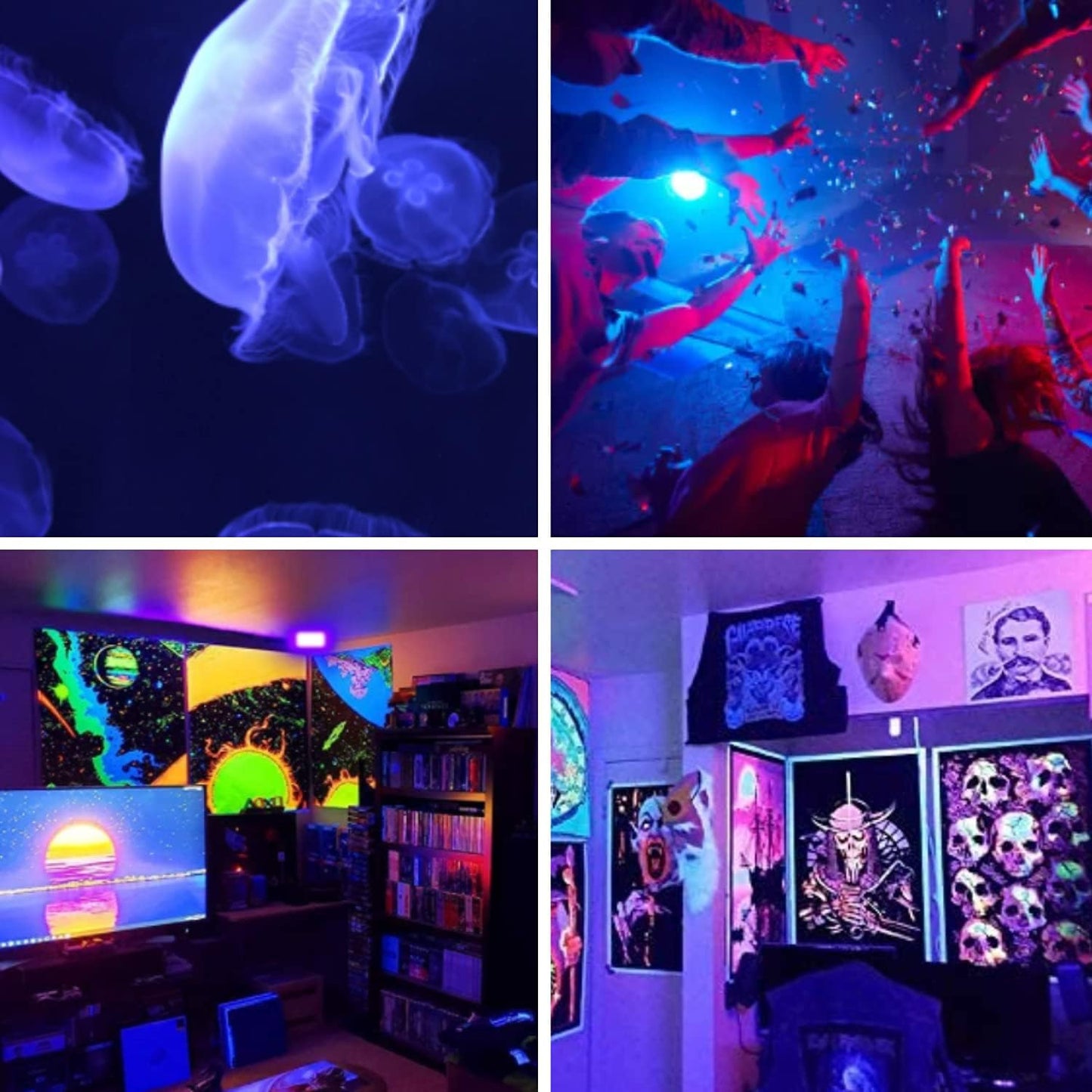 20W Waterproof Black Light Spotlight - UV Blacklight for Glow Parties & Halloween (2 Pack)
