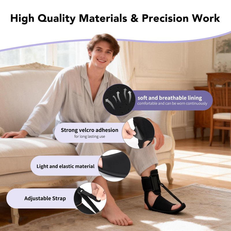 Upgraded Plantar Fasciitis Night Splint with Massage Ball for Foot Pain Relief Causing by Plantar Fasciitis, Achilles Tendonitis, Heel Spur, Comfortable & Easy-to-use Brace for Men & Women, Black Medium