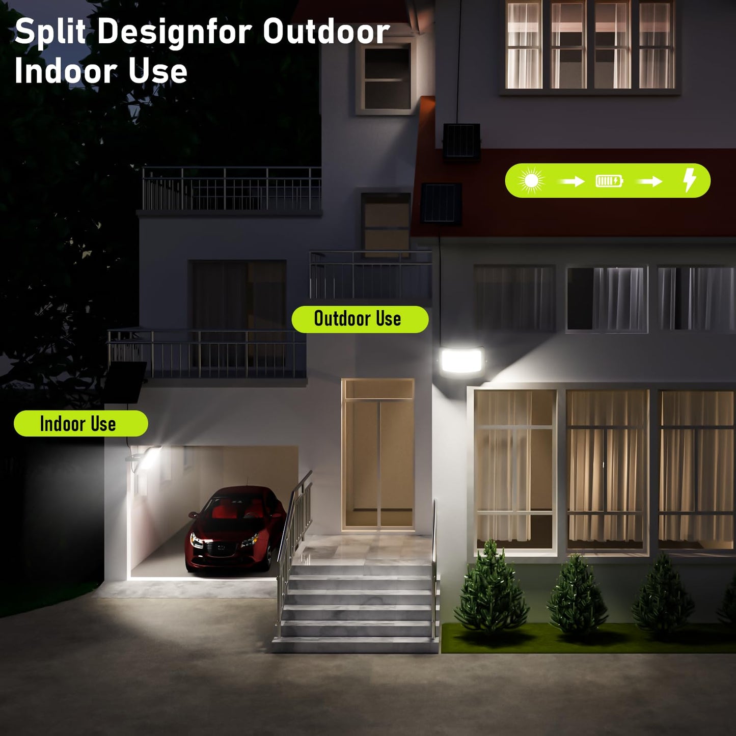 2000W Solar Flood Lights Outdoor , Solar Powered Outside Street Light Dusk to Dawn Waterproof Security Commercial Lighting with 16.4ft Cables and Motion Sensor for Yard,Garage,Swimming Pool, Pathway