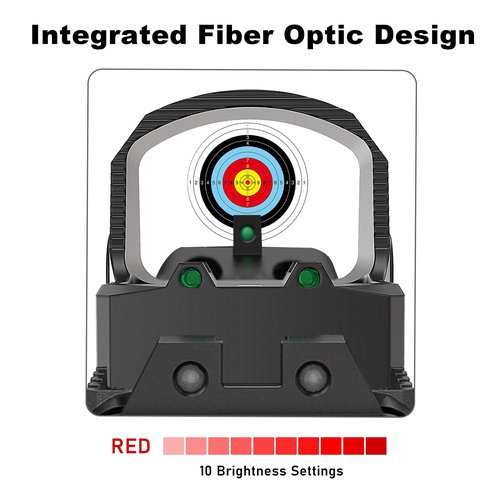 UUQ Mini Reflex RMS/RMSc Red Dot Sight with Fiber Optics,2MOA,10 Brightness Adjustments Motion Awake Red Dot Scope for Rifles, Pistols and Shotguns,Suitable for RMSc and 20mm Picatinny Rail