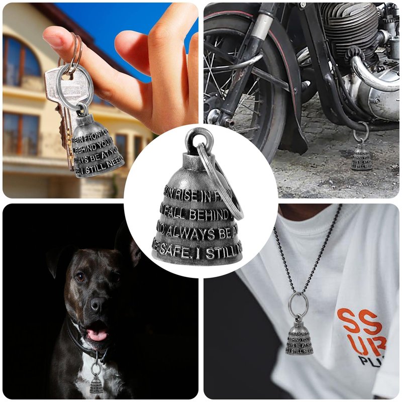 Motorcycle Bells for Biker Good Luck Riding Bells Guardian Biker Bells with Hanger Motorcycle Accessory or Keychain for Luck (Ride Safe, I Still Need You)