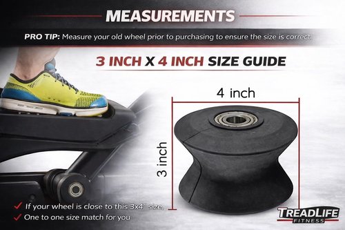 TreadLife Fitness Elliptical Roller Wheel | Part No. 238880 | Compatible with ProForm iSeries 785F - Model Number PFEL579080 | 3"W x 4"D | Part #238880