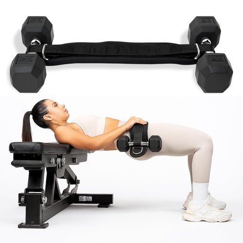 Heavy Duty Hip Thrust Belt for Dumbells, Kettlebells, and Plates - Glute Workout at Home, Gym, and Travel - Dip and Pullup Belt (Chain Included) Comfortable Padding, Double-Stitching (Black)