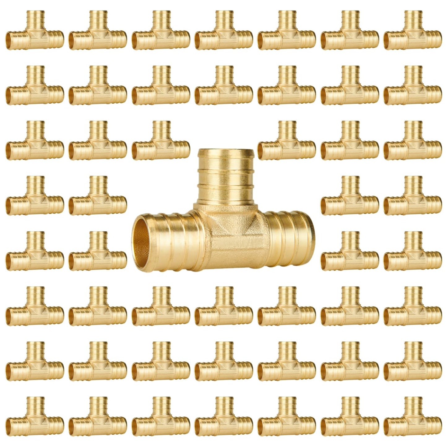 SUNGATOR 50-Pack 3/4" Pex Tee, No Lead Brass, 3/4 Inch Pex T Fittings