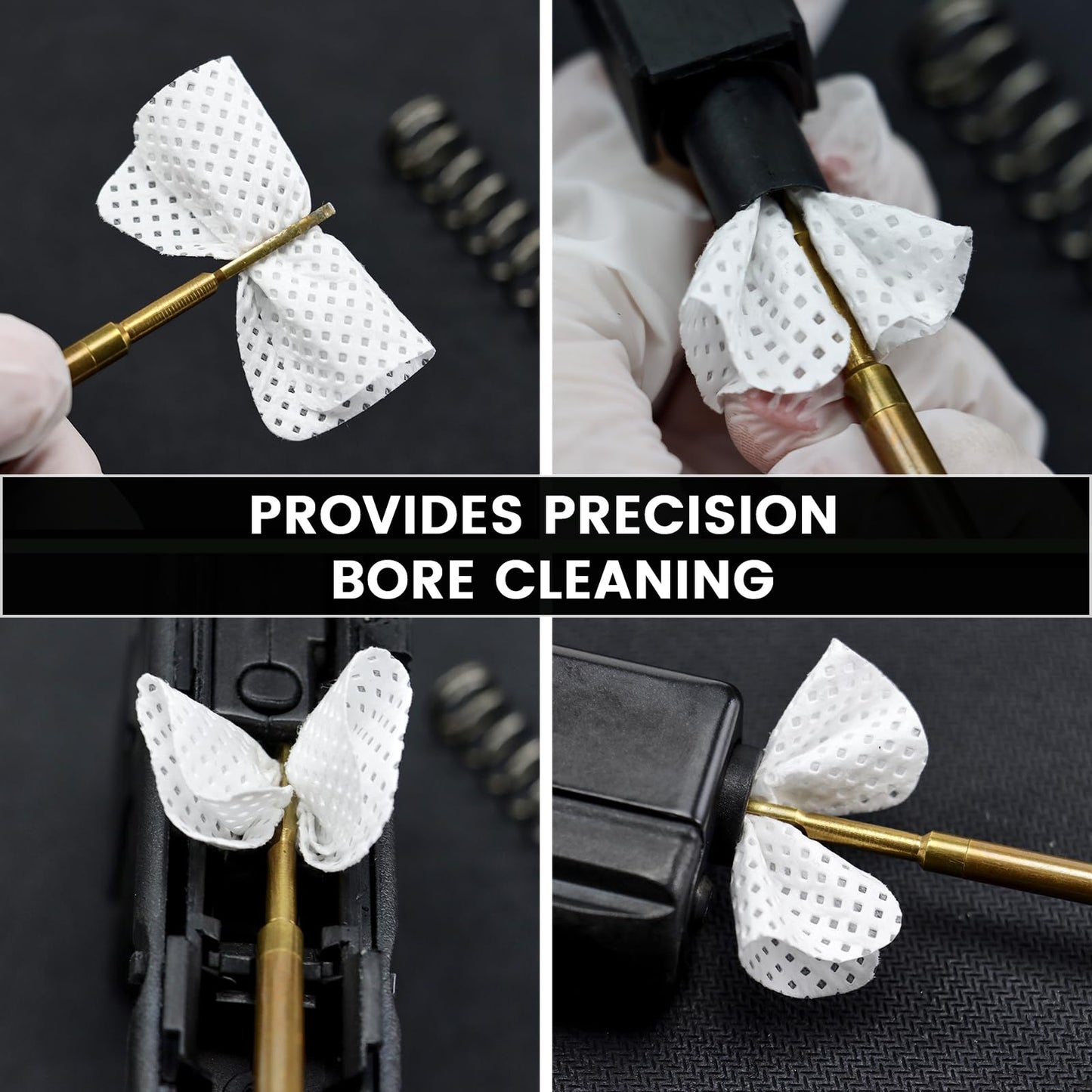 1100 Gun Cleaning Patches with Storage Case, Highly Absorbent Gun Patches Less Lint - 2" Square Cloth fits Pistol Rifle 9mm.30-.45Cal/ 7.62-556