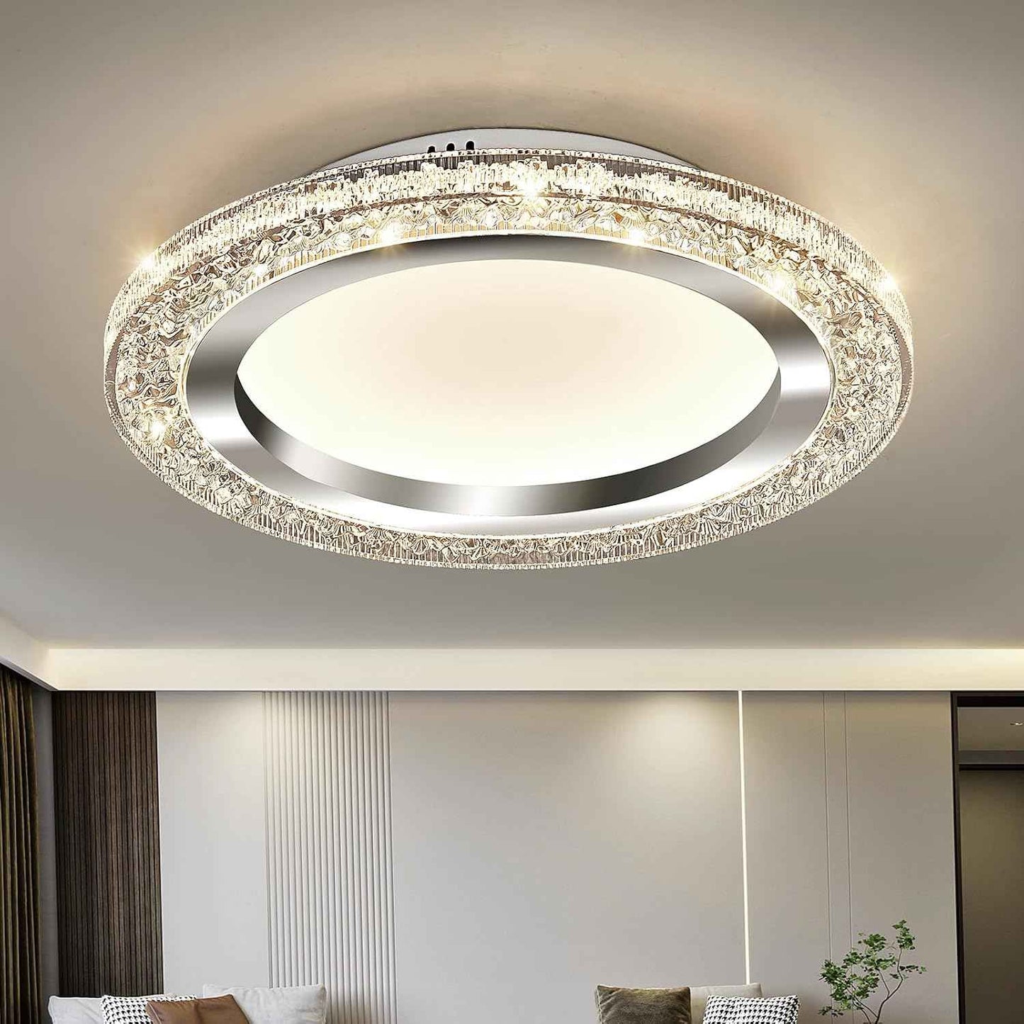 28W Gold LED Flush Mount Ceiling Light - 12" Modern Round Fixture for Bedroom, Kitchen, Bathroom
