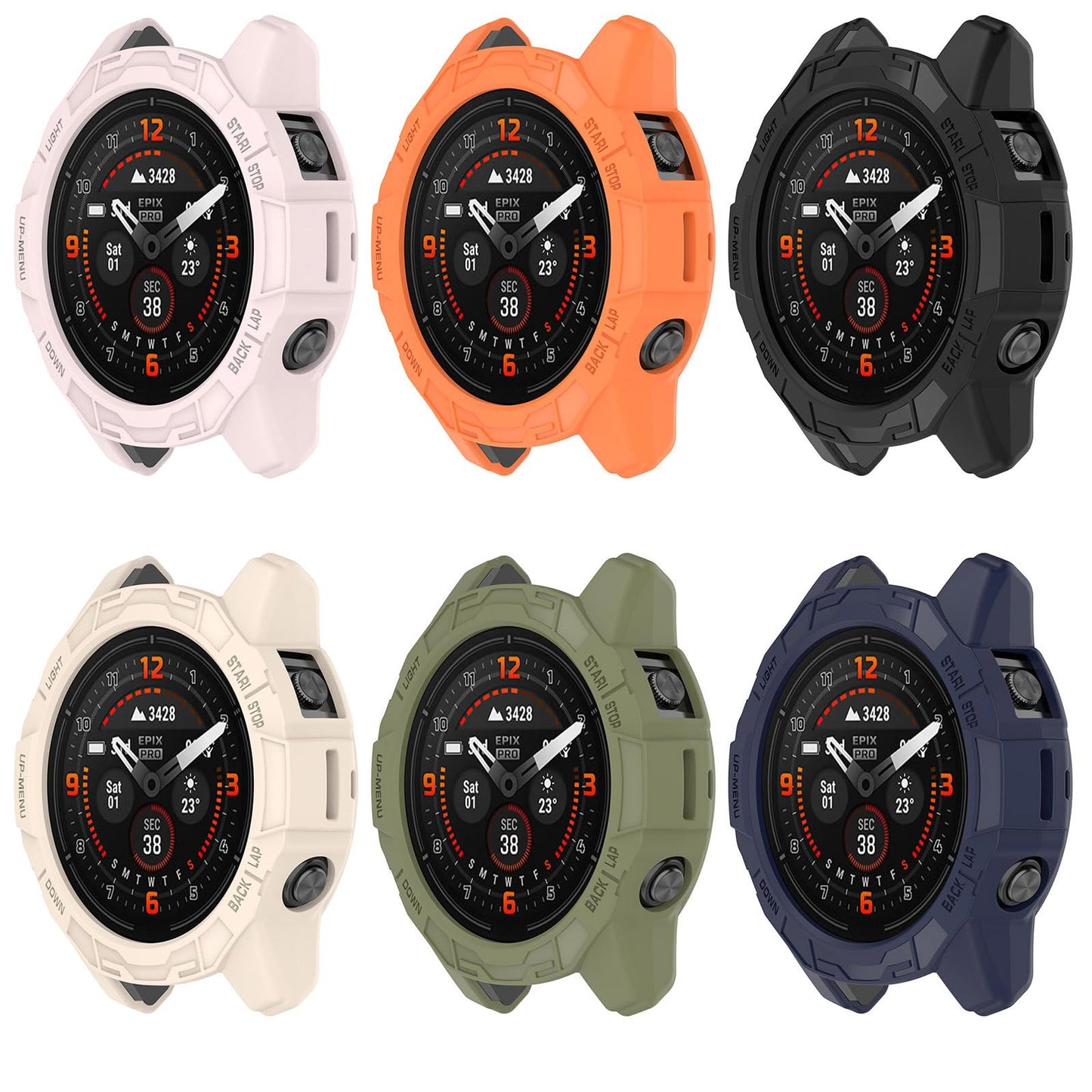 HXFRTYU 8 Pack Case Compatible for Garmin Fenix 8 AMOLED, Scratch-Resistance TPU Military Protection Rugged Cover Bumper for Garmin Fenix 8 47mm AMOLED Smartwatch Accessories