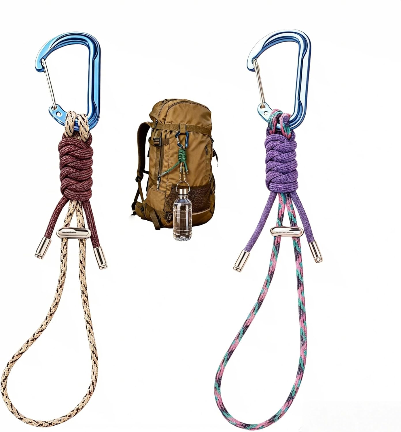 Skiennix 2-Pack Paracord Lanyard - Heavy-Duty Aluminum Carabiner Clips for Camping & Hiking